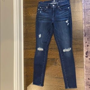 7 For All Mankind the Skinny Jean blue distressed
